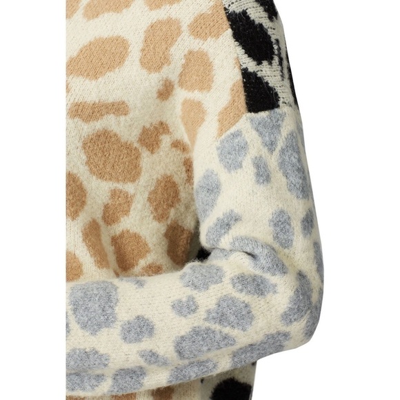 REVOLVE X CENTRAL PARK WEST Colorblock Animal Print Knit Oversized Sweater M - Picture 7 of 10